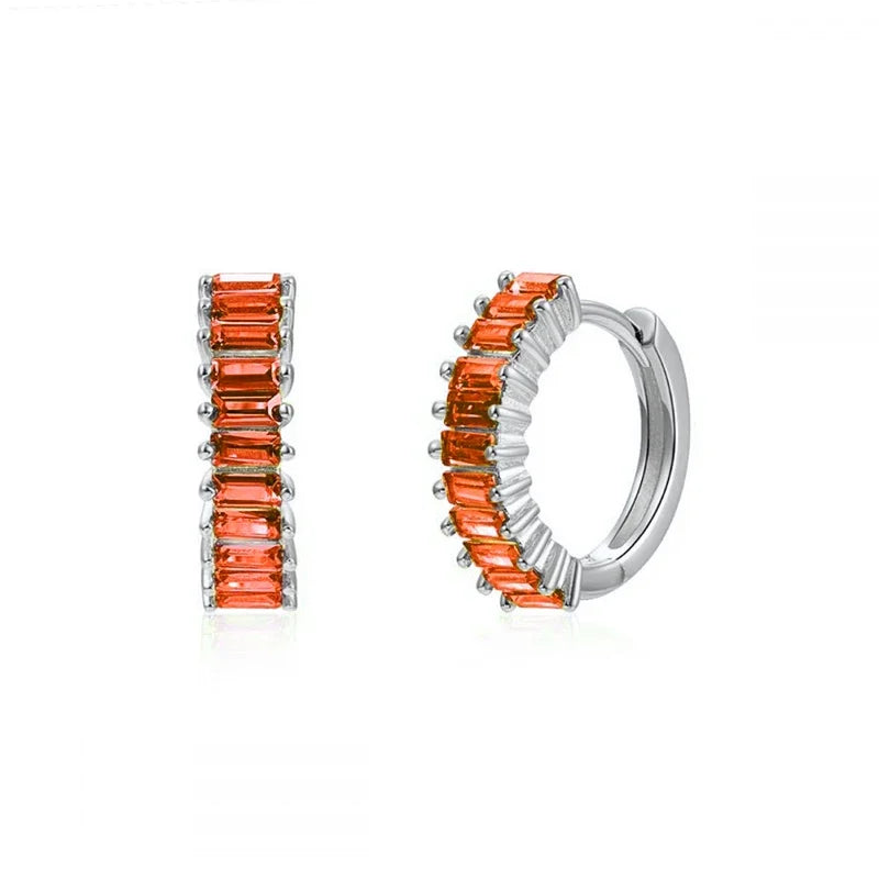 925 Sterling Silber Creolen mit Zirkonia – Bunte Huggie Ohrringe für Damen