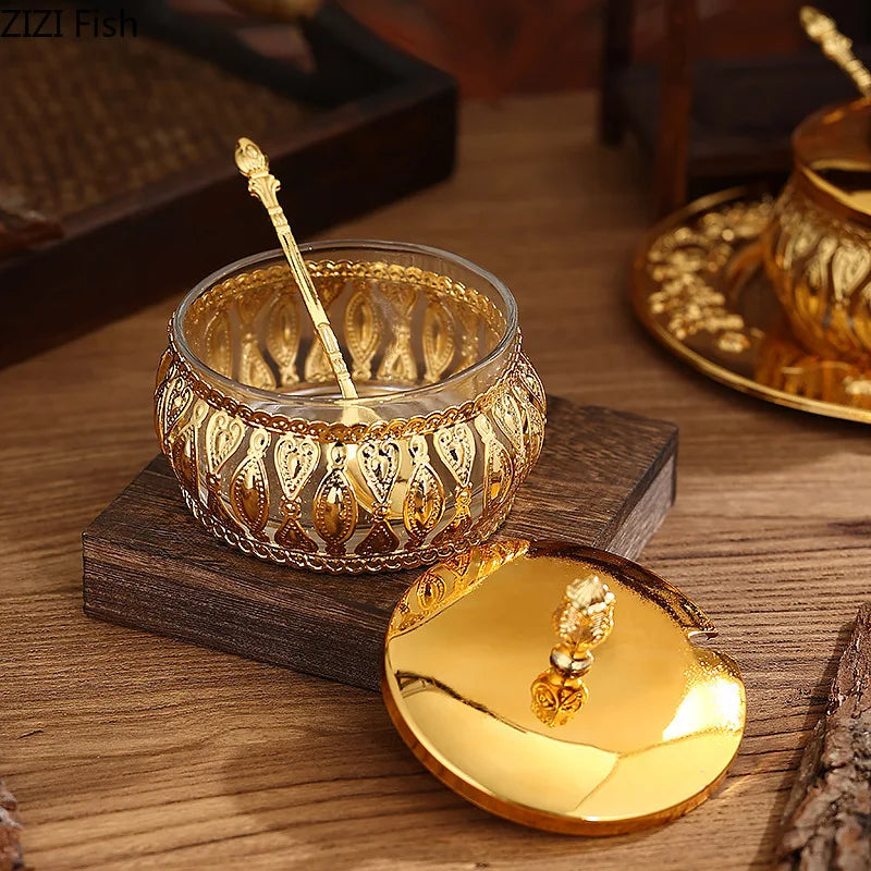 Elegantes Gewürzgläser-Set aus Metall und Glas (Europäischer Stil)