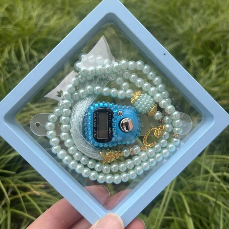 Luxuriöses Islamisches Geschenk-Set: Edelstein-Tasbih & Digitaler Zähler