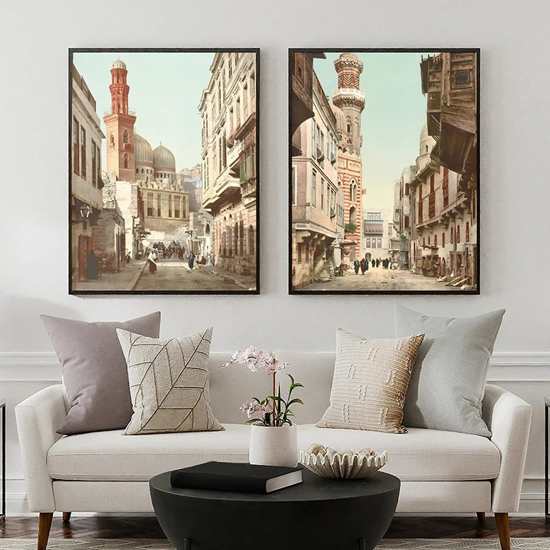 Moderne Aquarell-Landschaft – Minimalistische Leinwandkunst