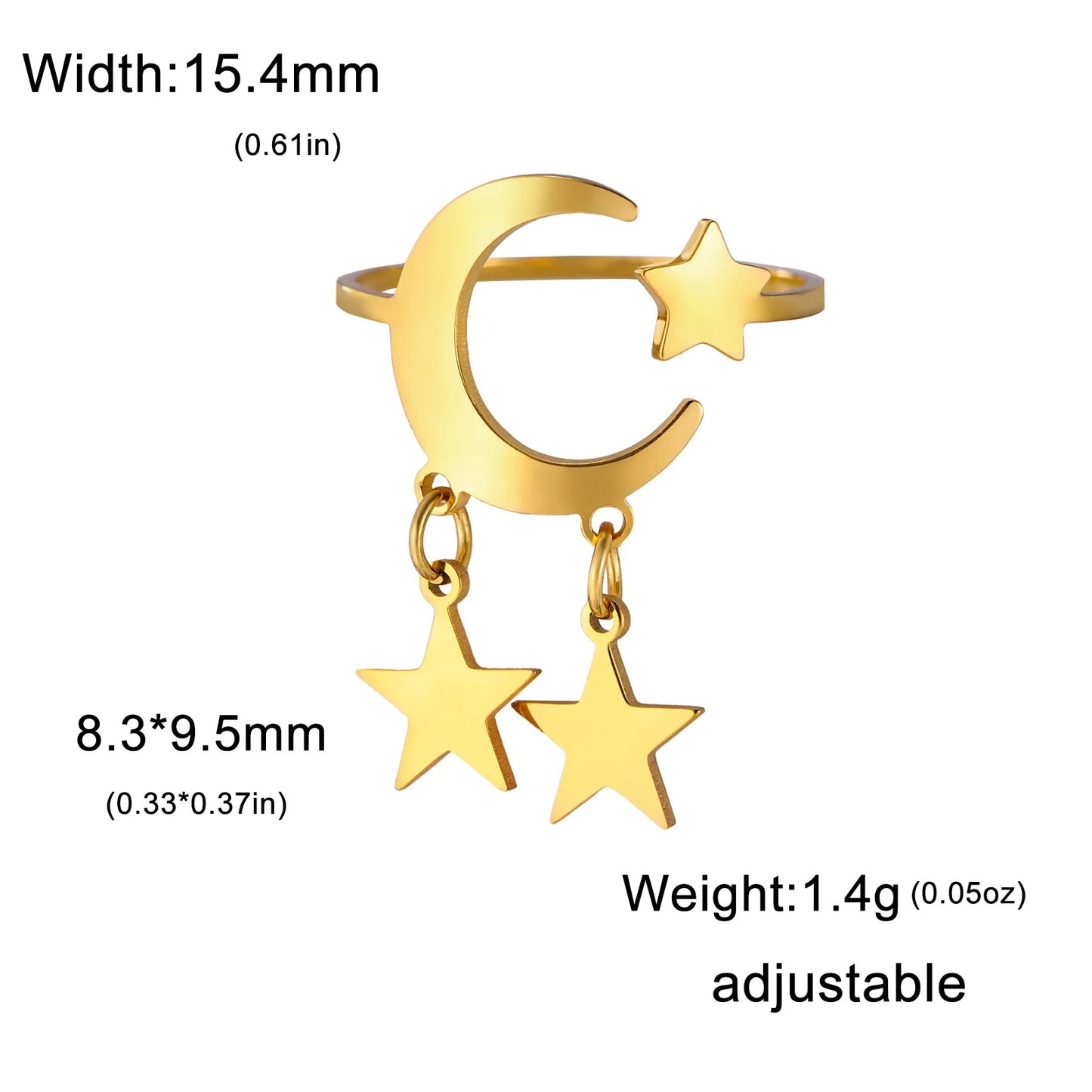 Vielseitiger Lemegeton Offener Ring aus Edelstahl (18K vergoldet)