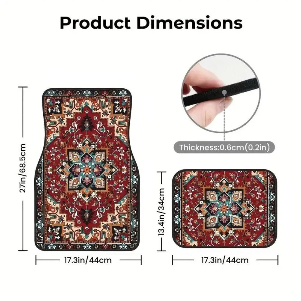 Premium Boho Auto-Fußmatten „Nomad Style“ – 4er-Set für Stil & Sicherheit
