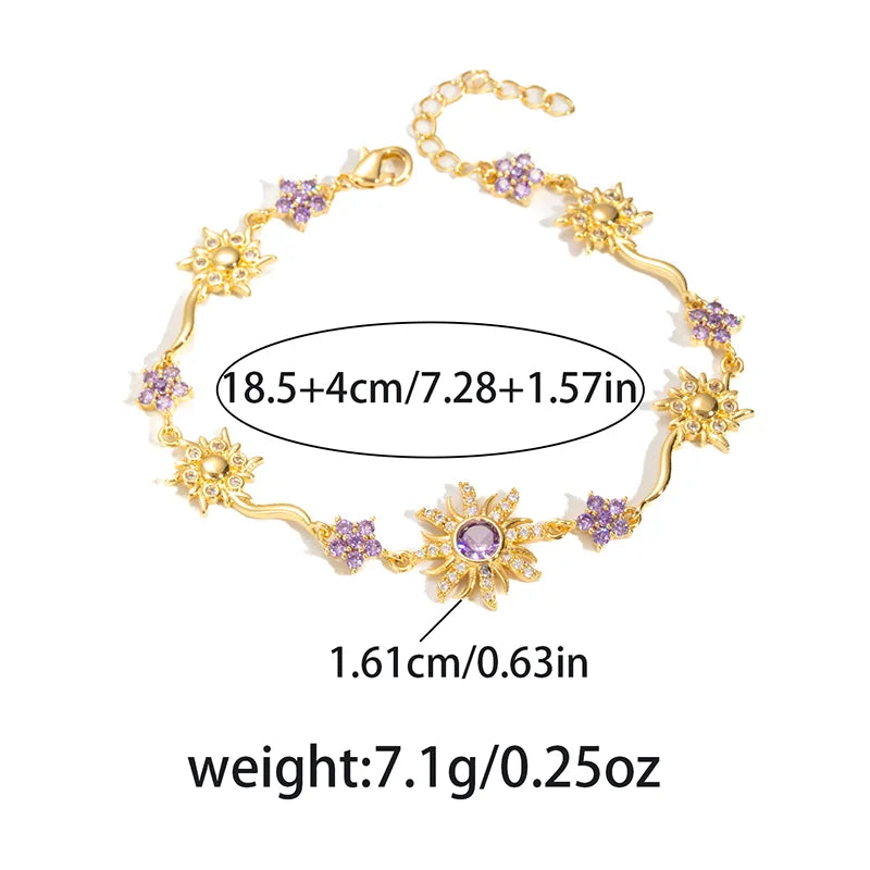 Luxus "Punk Flower" Armreif (18K Vergoldeter Messing & Zirkon)
