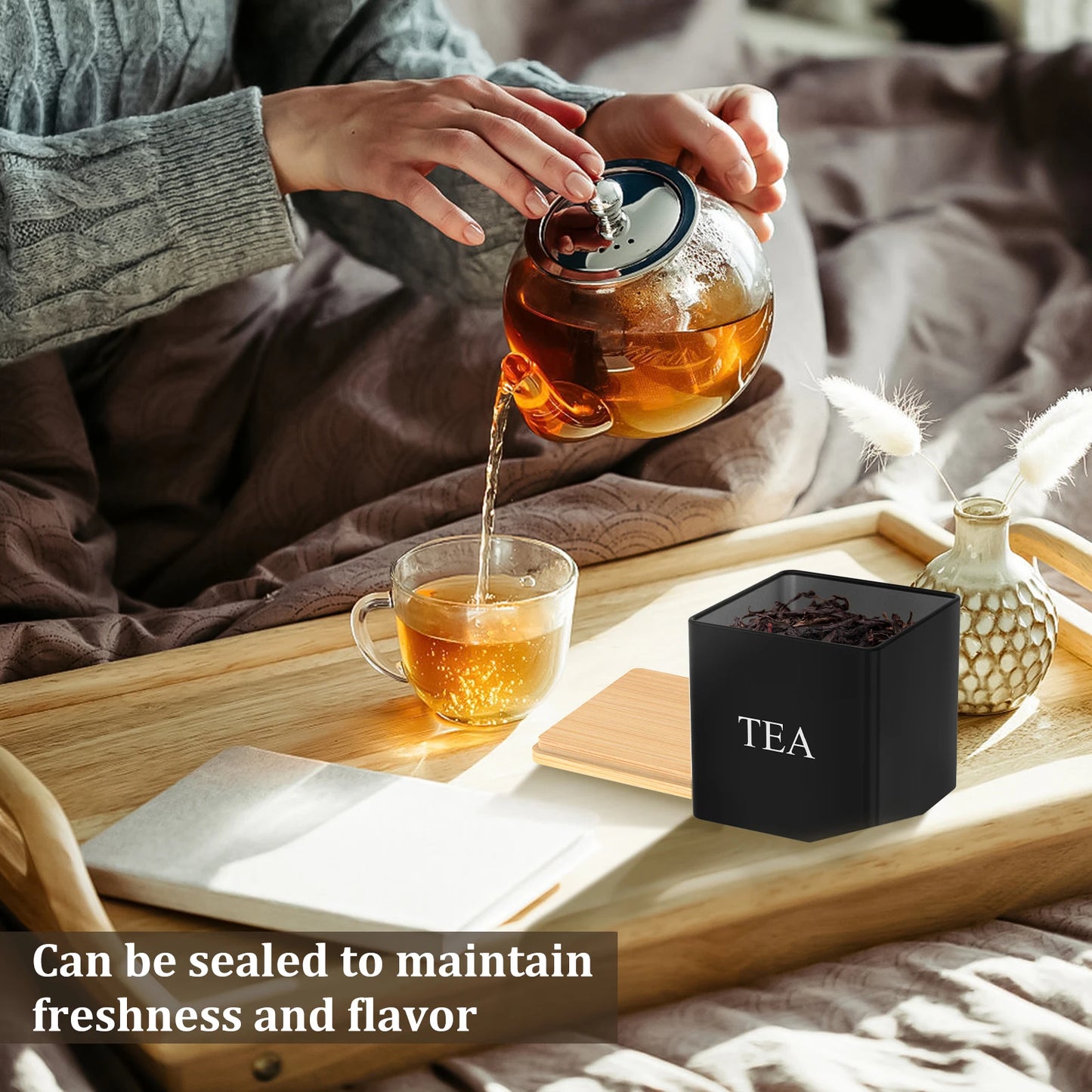 Küchen-Trio „Bambus & Metal“ – Set für Tee, Kaffee & Zucker