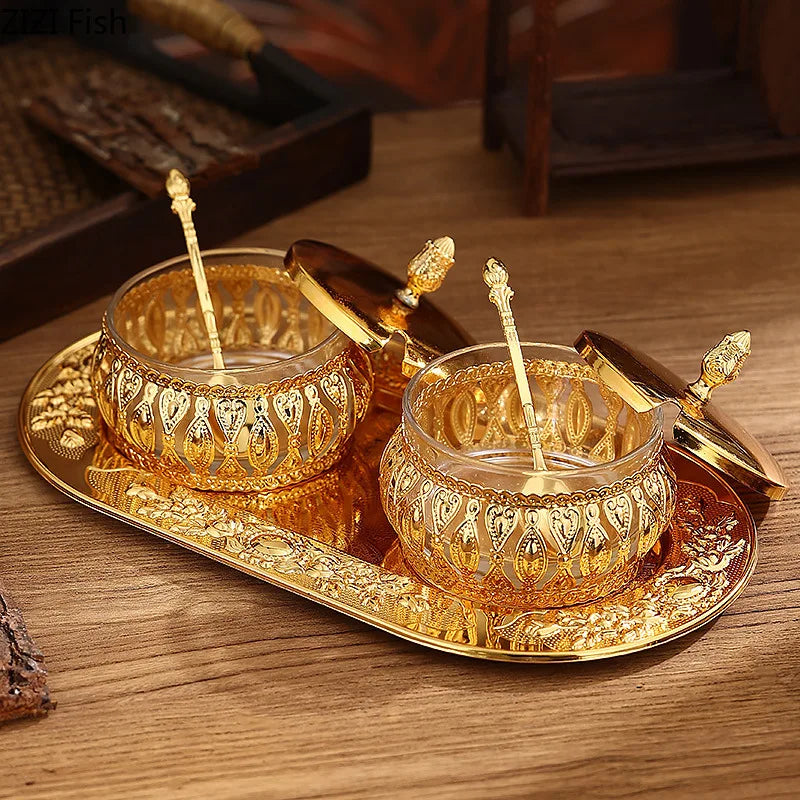 Elegantes Gewürzgläser-Set aus Metall und Glas (Europäischer Stil)