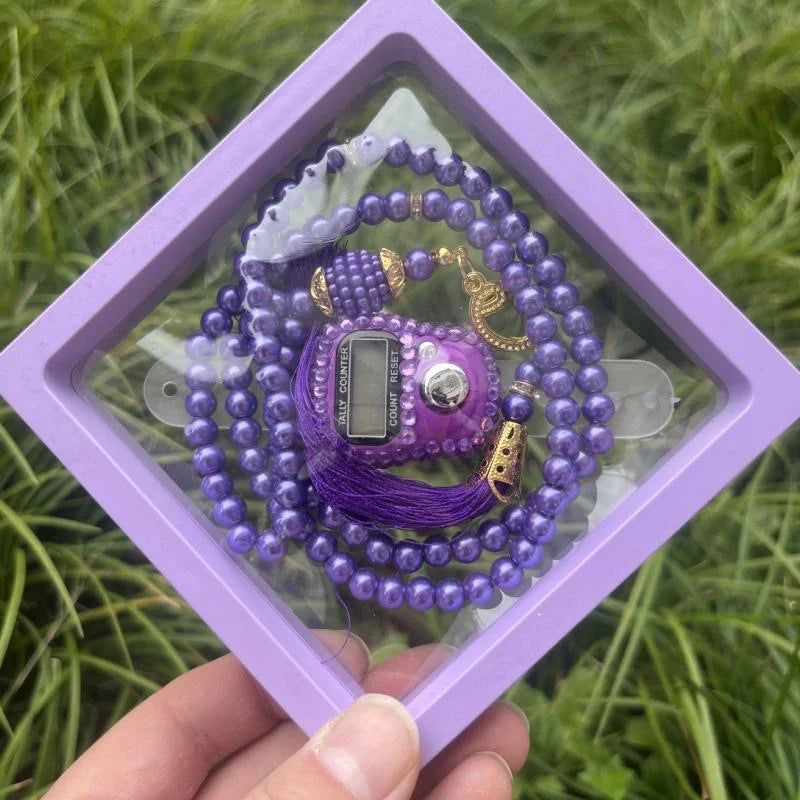 Luxuriöses Islamisches Geschenk-Set: Edelstein-Tasbih & Digitaler Zähler