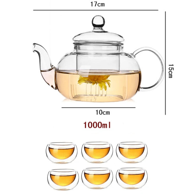 Praktische Teekanne aus hitzebeständigem Glas