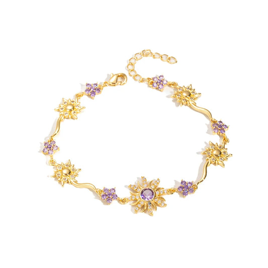 Luxus "Punk Flower" Armreif (18K Vergoldeter Messing & Zirkon)