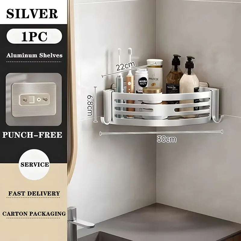 Hochwertiges Eckregal aus poliertem Aluminium (Bohrfrei)