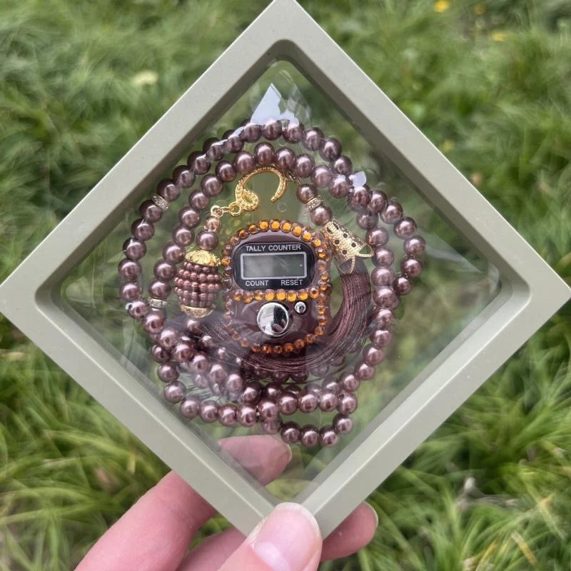 Luxuriöses Islamisches Geschenk-Set: Edelstein-Tasbih & Digitaler Zähler