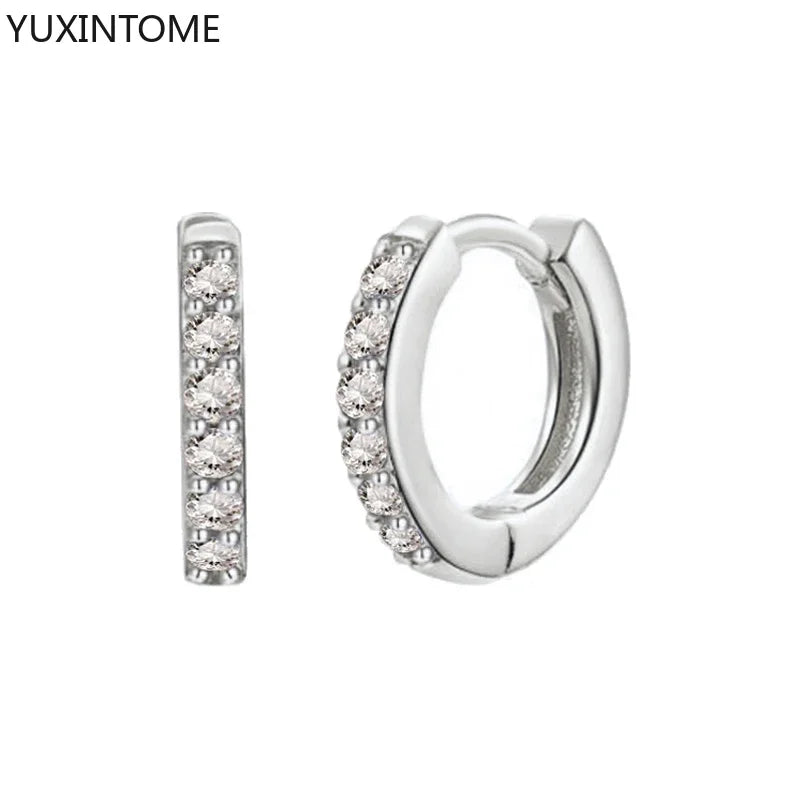 925 Sterling Silber Creolen mit Zirkonia – Bunte Huggie Ohrringe für Damen