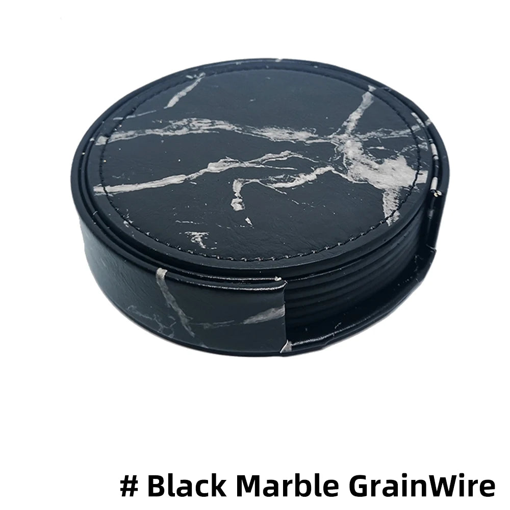 Marmor-Stil Untersetzer-Set aus Kunstleder (7-teilig)