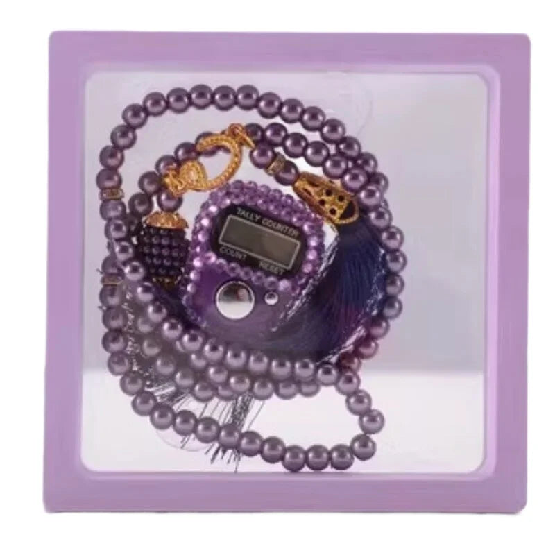 Exklusives Gebets-Set: Glanzvolle Tasbih & Strass-Digitalzähler