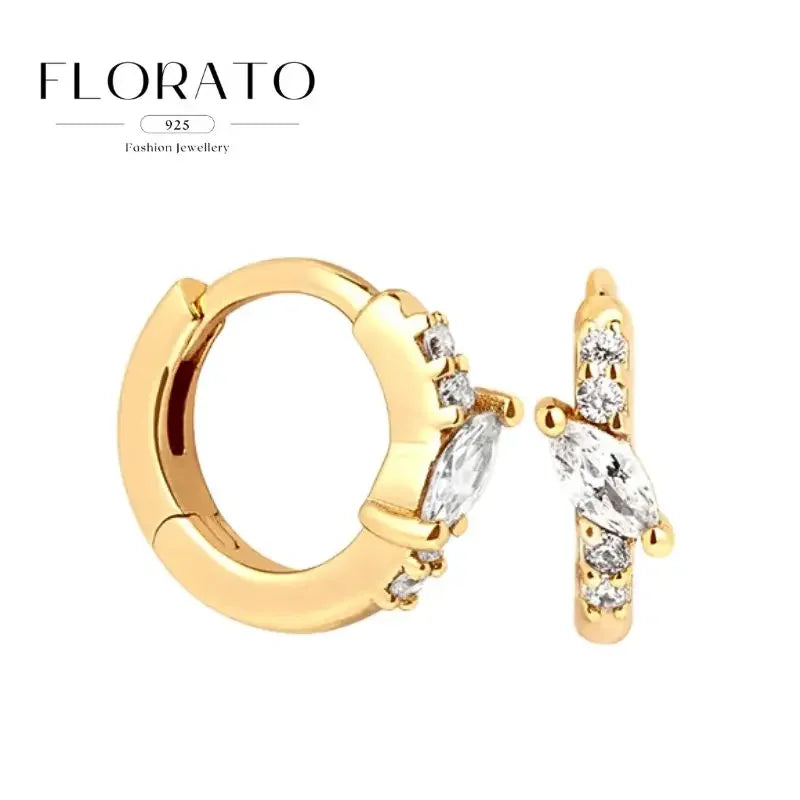 Luxuriöse Creolen mit unregelmäßigem Zirkon und Perlen-Akzenten