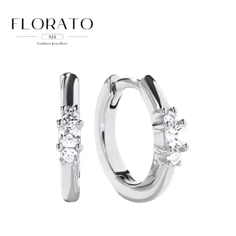 Luxuriöse Creolen mit Zirkon-Besatz aus 925 Sterling Silber