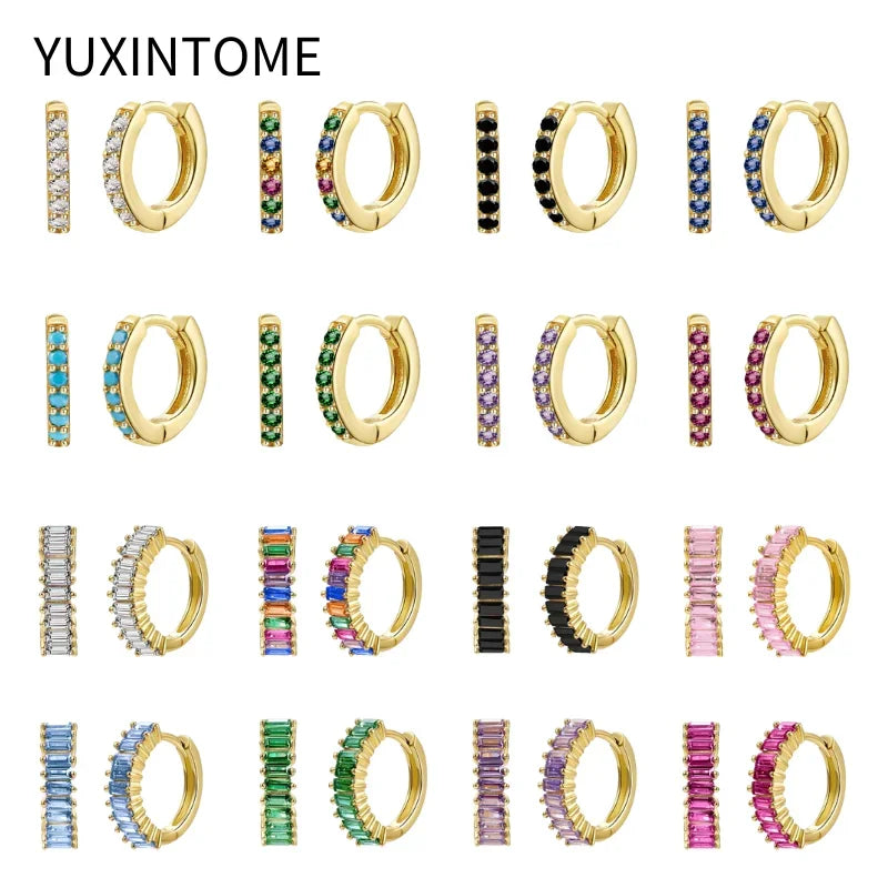 925 Sterling Silber Creolen mit Zirkonia – Bunte Huggie Ohrringe für Damen