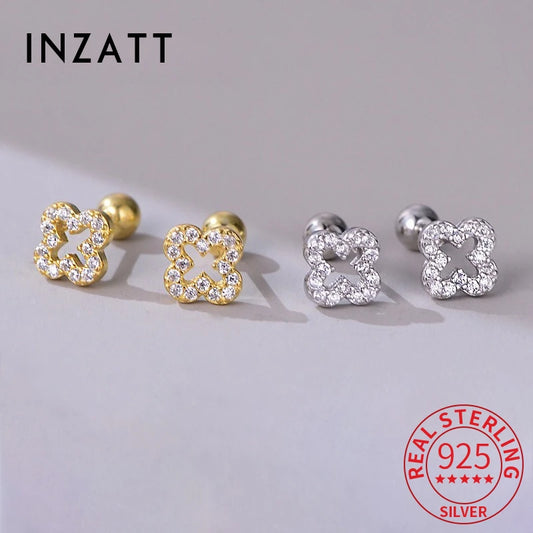 Zarte Zirkon-Ohrstecker aus 925 Sterling Silber (Pflanzen-Motiv)