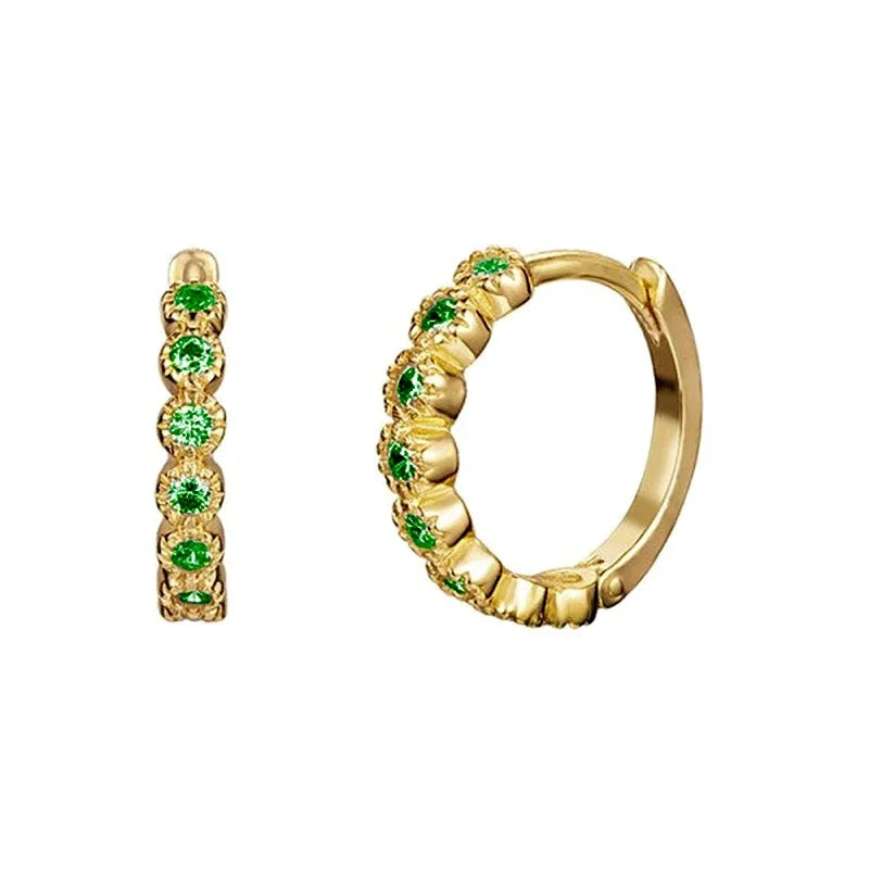 925 Sterling Silber Creolen mit Zirkonia – Bunte Huggie Ohrringe für Damen