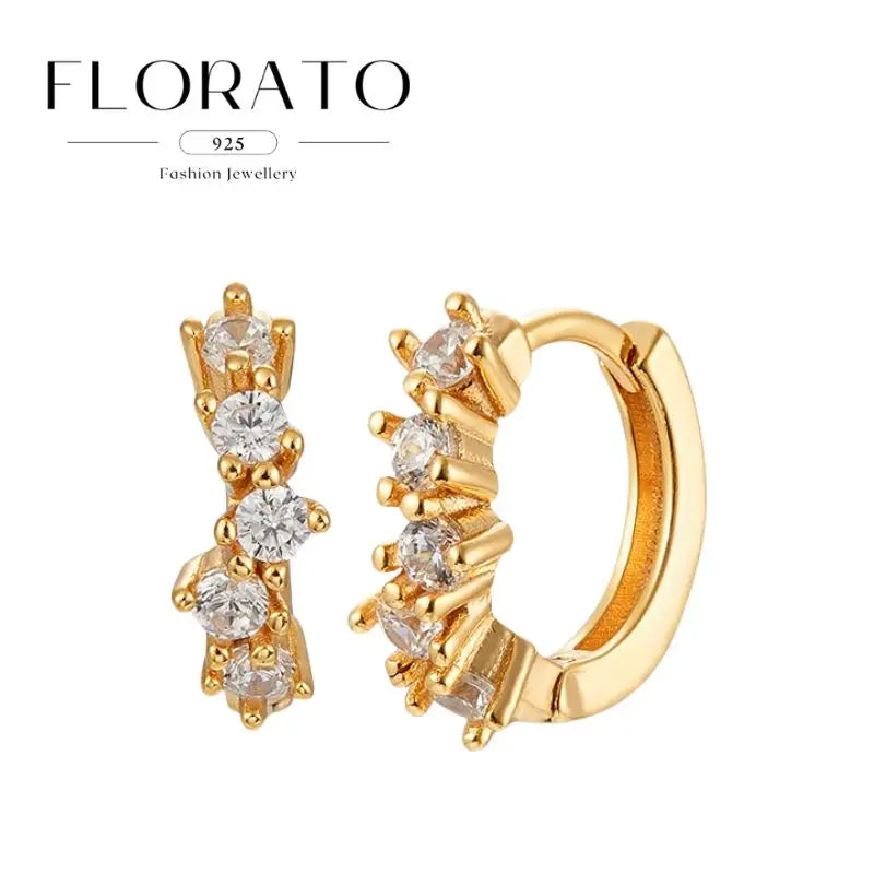 Luxuriöse Creolen mit Zirkon-Besatz aus 925 Sterling Silber