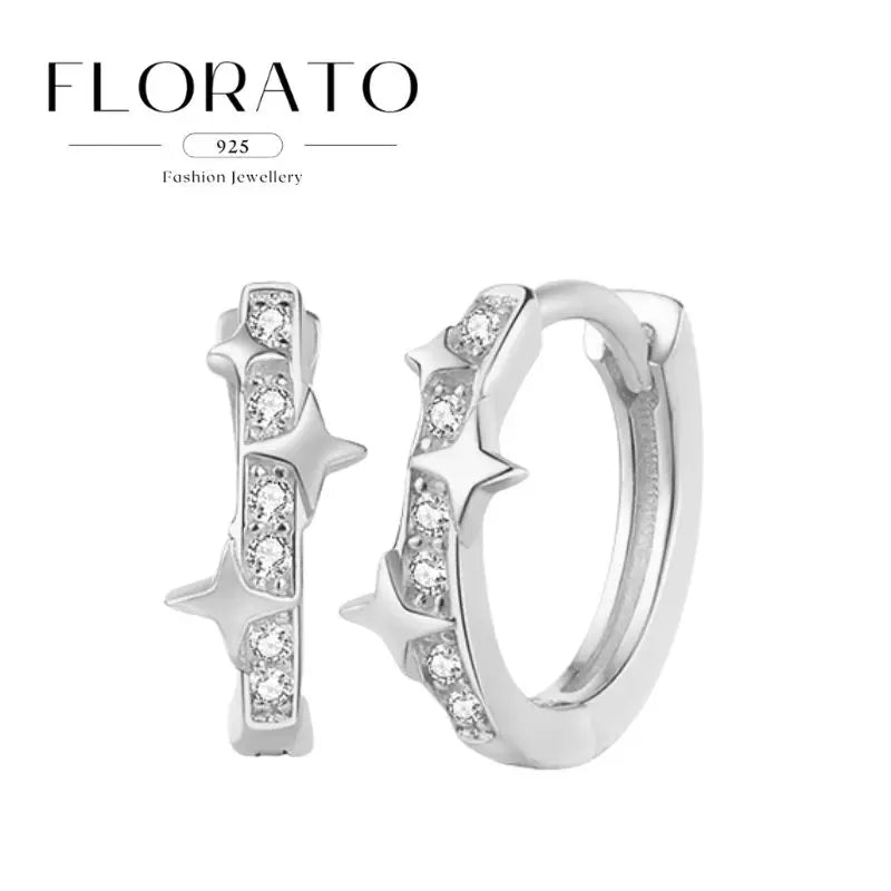 Luxuriöse Creolen mit Zirkon-Besatz aus 925 Sterling Silber