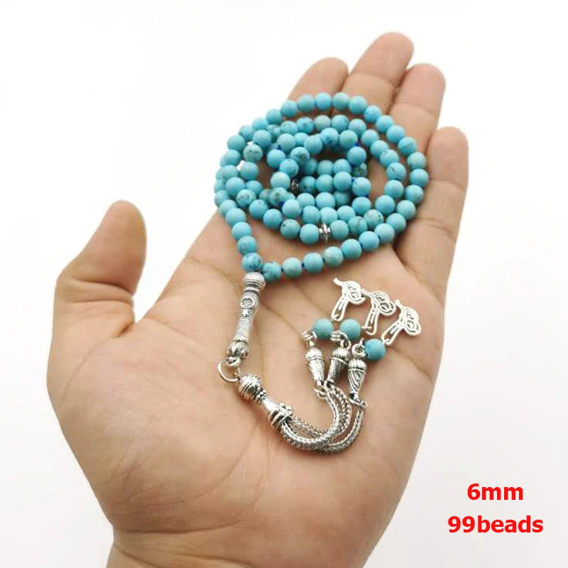 Muslimisches Tasbih Armband aus Natur-Türkis (99 Perlen)