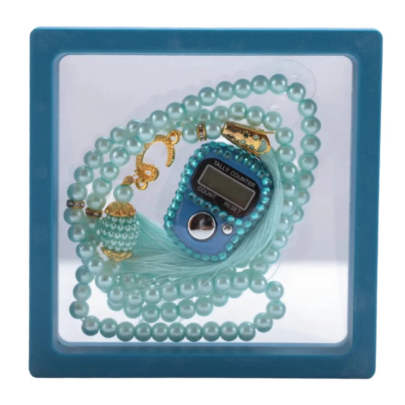 Exklusives Gebets-Set: Glanzvolle Tasbih & Strass-Digitalzähler