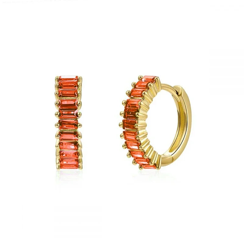 925 Sterling Silber Creolen mit Zirkonia – Bunte Huggie Ohrringe für Damen