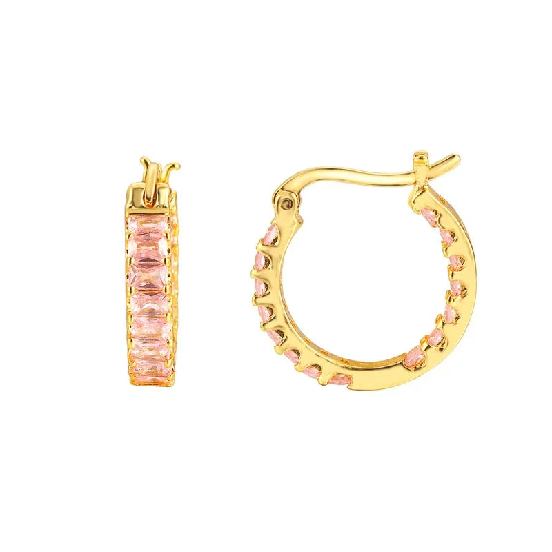 925 Sterling Silber Creolen mit Zirkonia – Bunte Huggie Ohrringe für Damen