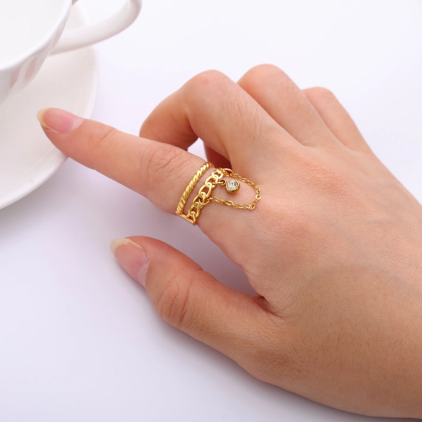 Vielseitiger Lemegeton Offener Ring aus Edelstahl (18K vergoldet)