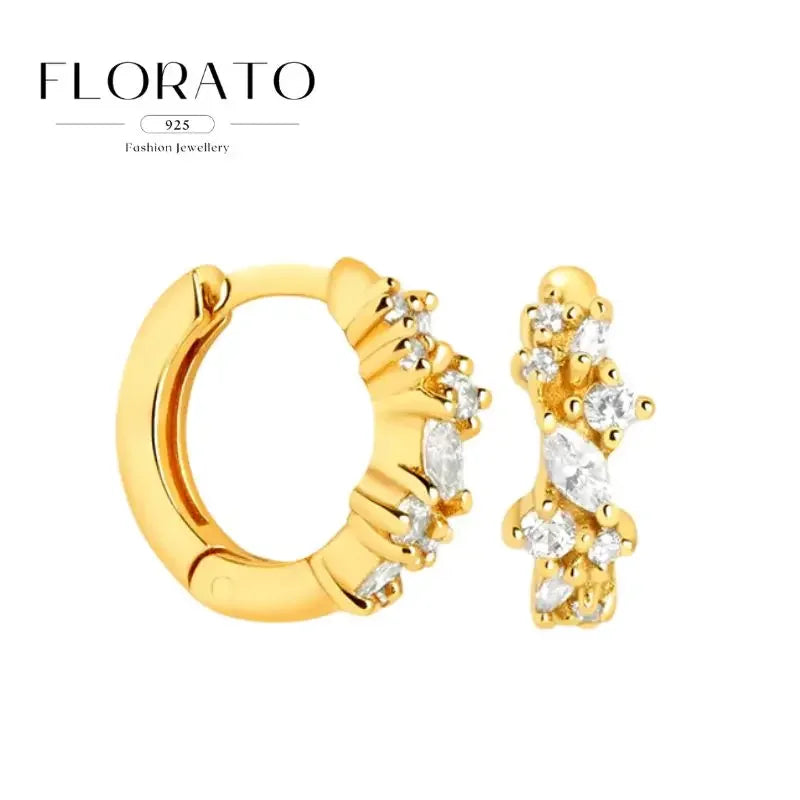 Luxuriöse Creolen mit Zirkon-Besatz aus 925 Sterling Silber