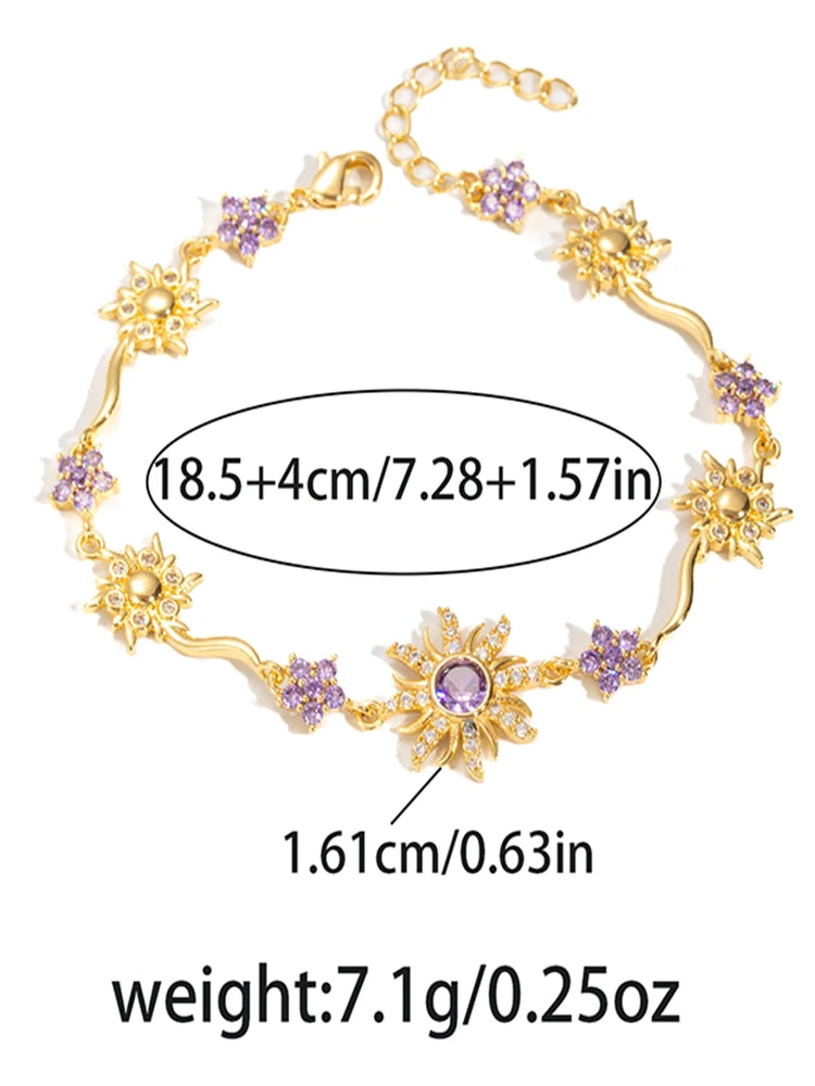 Luxus "Punk Flower" Armreif (18K Vergoldeter Messing & Zirkon)