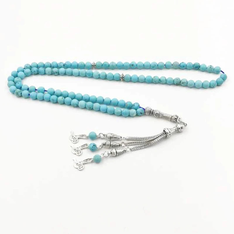 Muslimisches Tasbih Armband aus Natur-Türkis (99 Perlen)