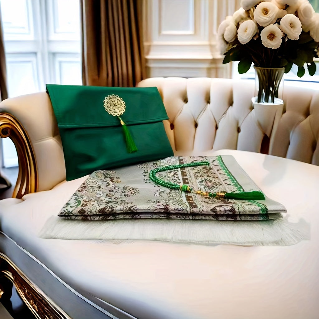 Tragbarer Islamischer Gebetsteppich-Set mit 99 Perlen