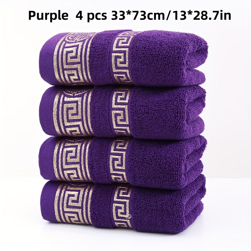 4er Set Baumwoll-Handtücher mit geometrischem Muster