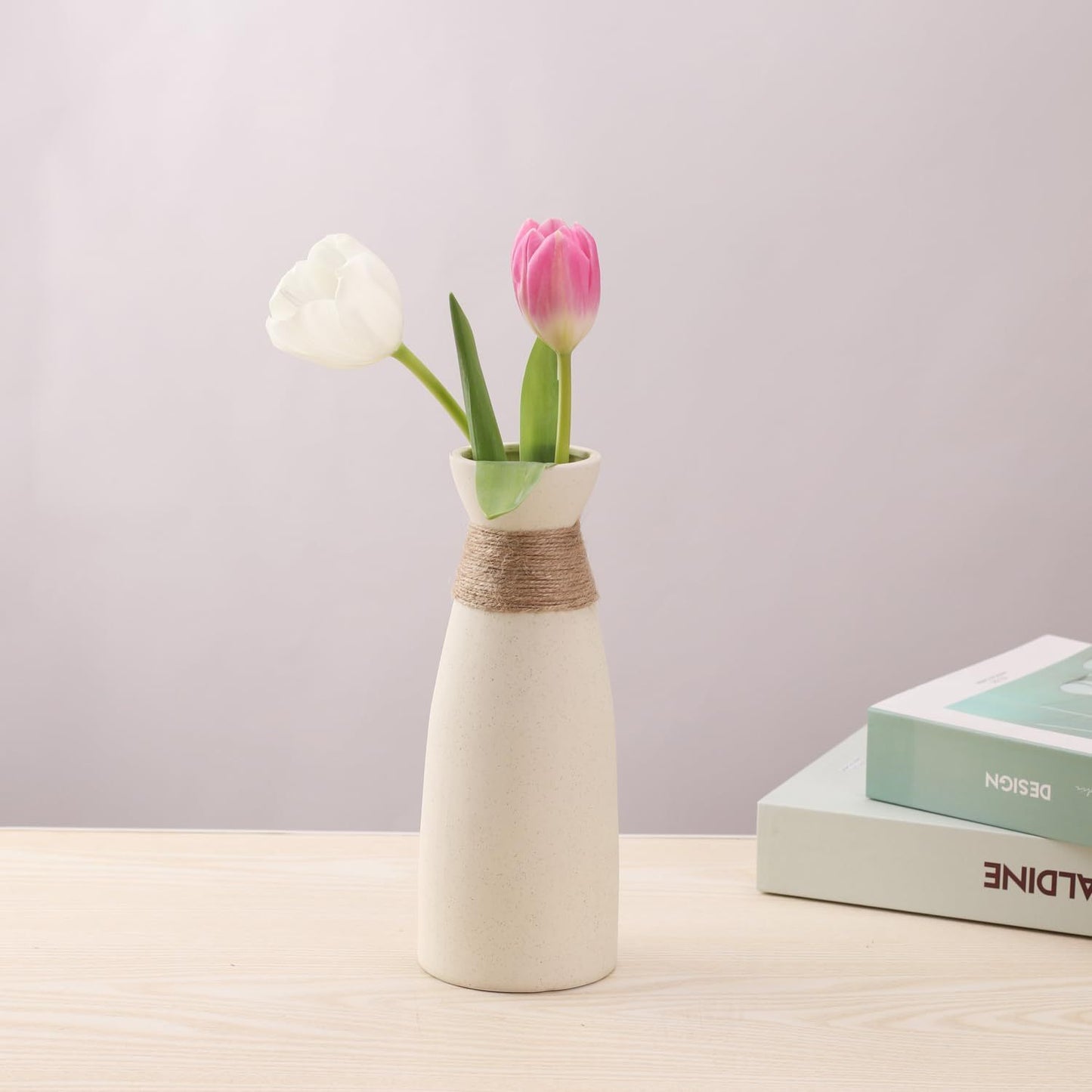 Vintage Keramik Blumenvase mit geometrischem Muster