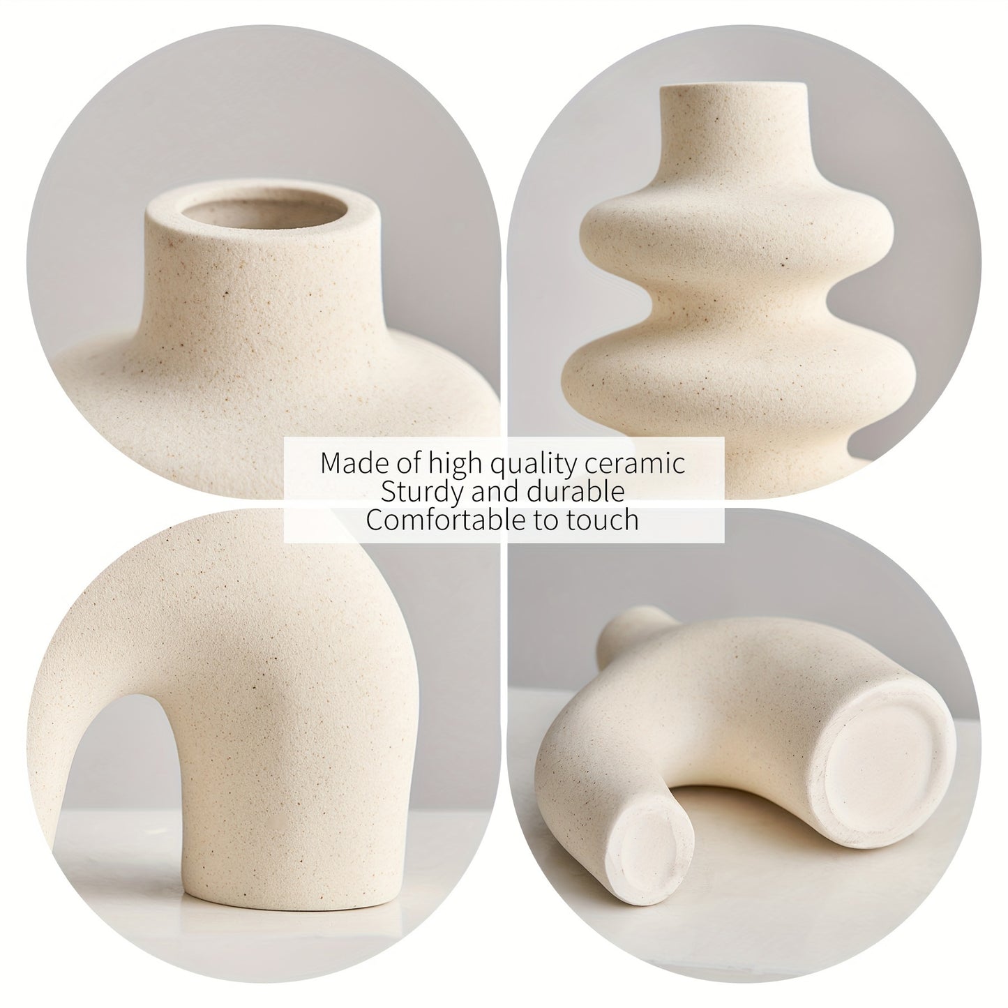 3er Set Boho Chic Keramik-Knospenvasen