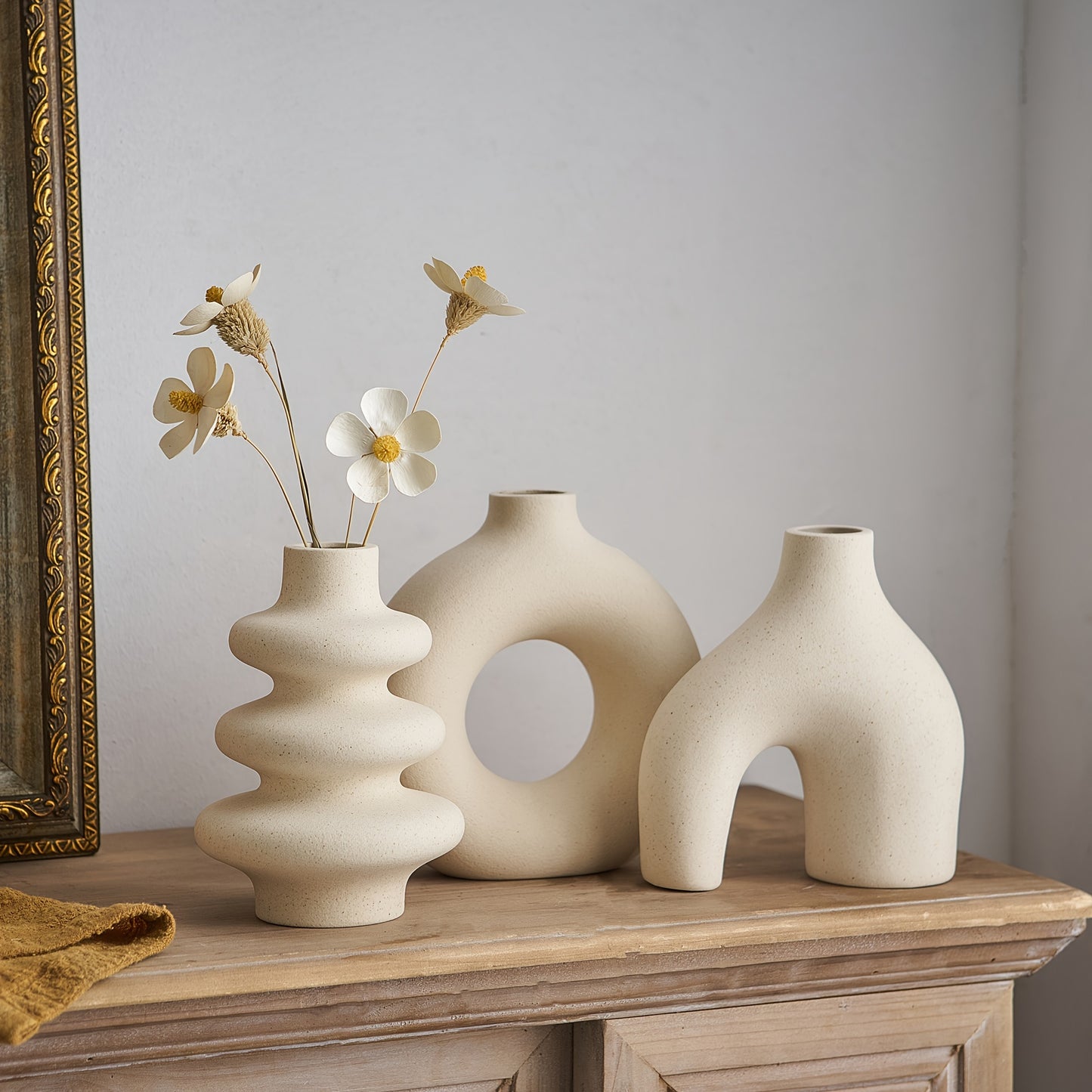 3er Set Boho Chic Keramik-Knospenvasen