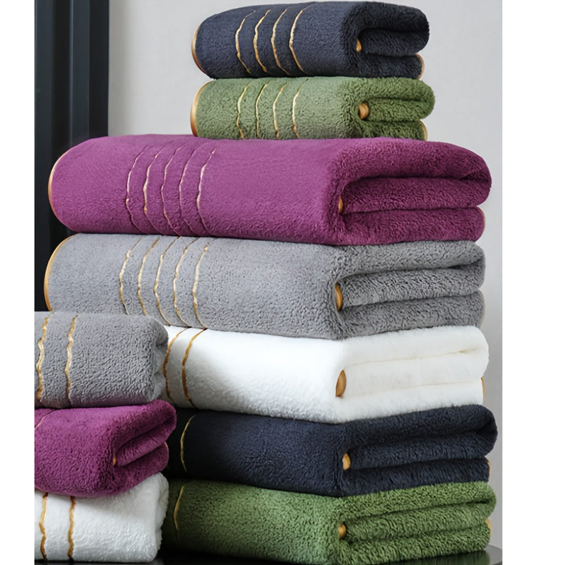 Modernes Korallenfleece Hand- und Badetuch-Set