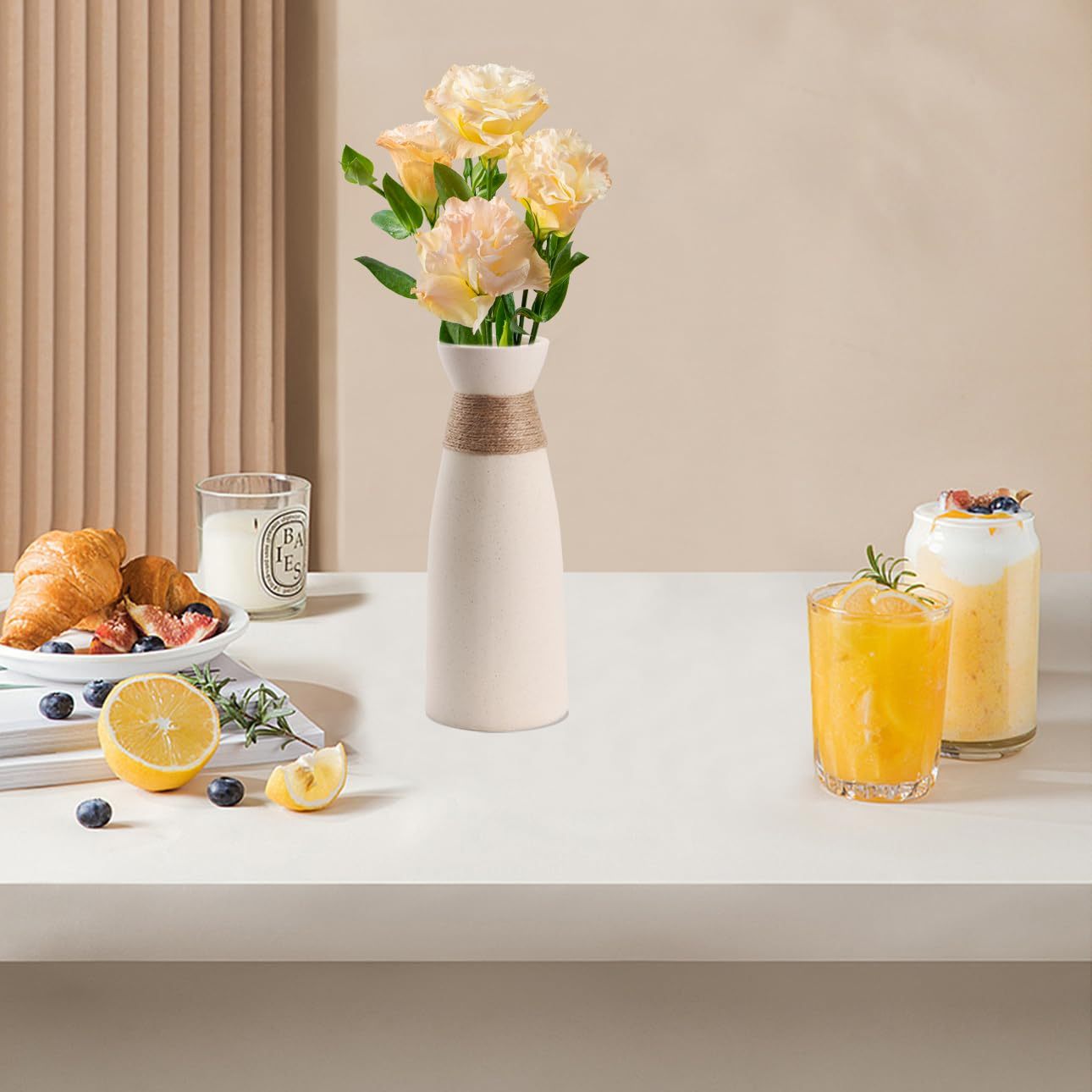 Vintage Keramik Blumenvase mit geometrischem Muster